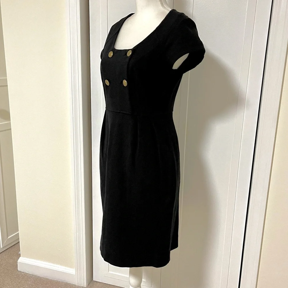 DIANE VON FURSTENBERG Charo Dress Military Black Gold Buttons Short Sleeves 8 - Picture 7 of 13
